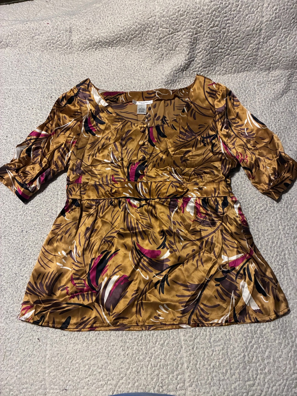 Vertigo Paris Gd Floral Silk Blouse, side zipper, size large, new with tags